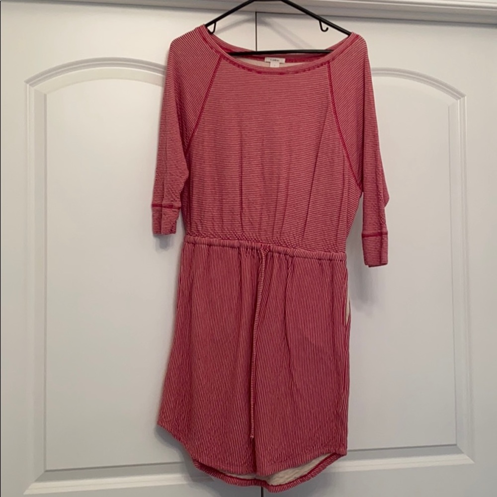 Caslon Red & White Striped Cinch Waist Dress, S